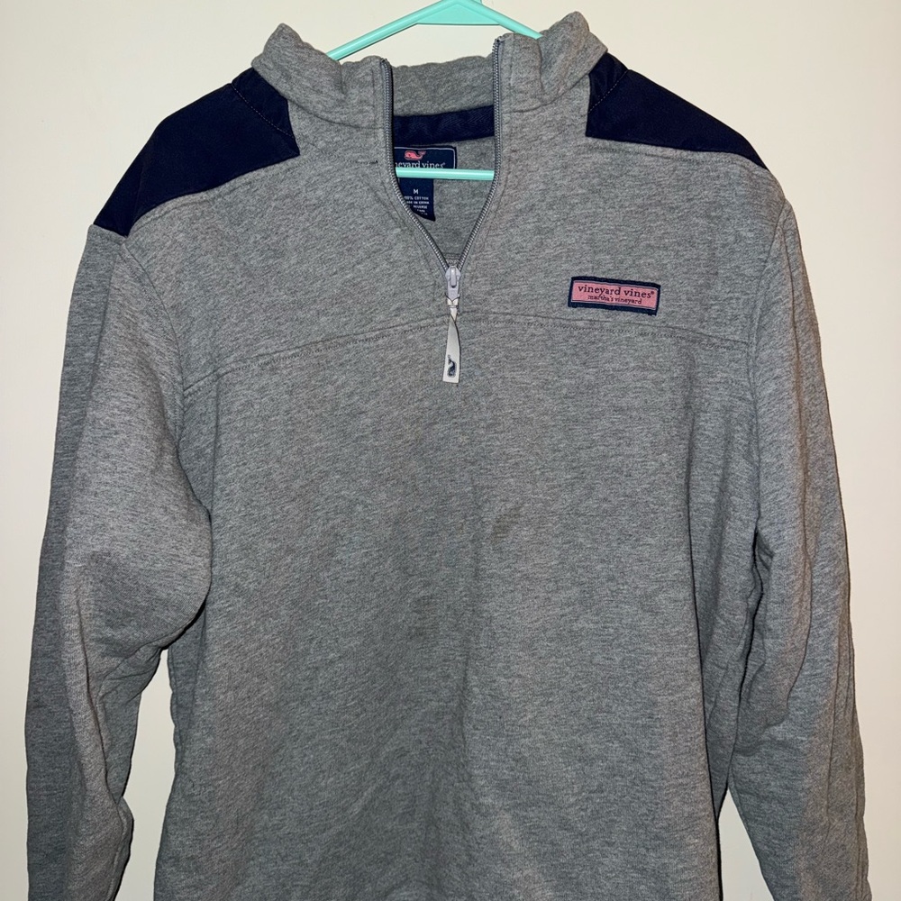 Vineyard Vines Heather Gray and Navy Pullover